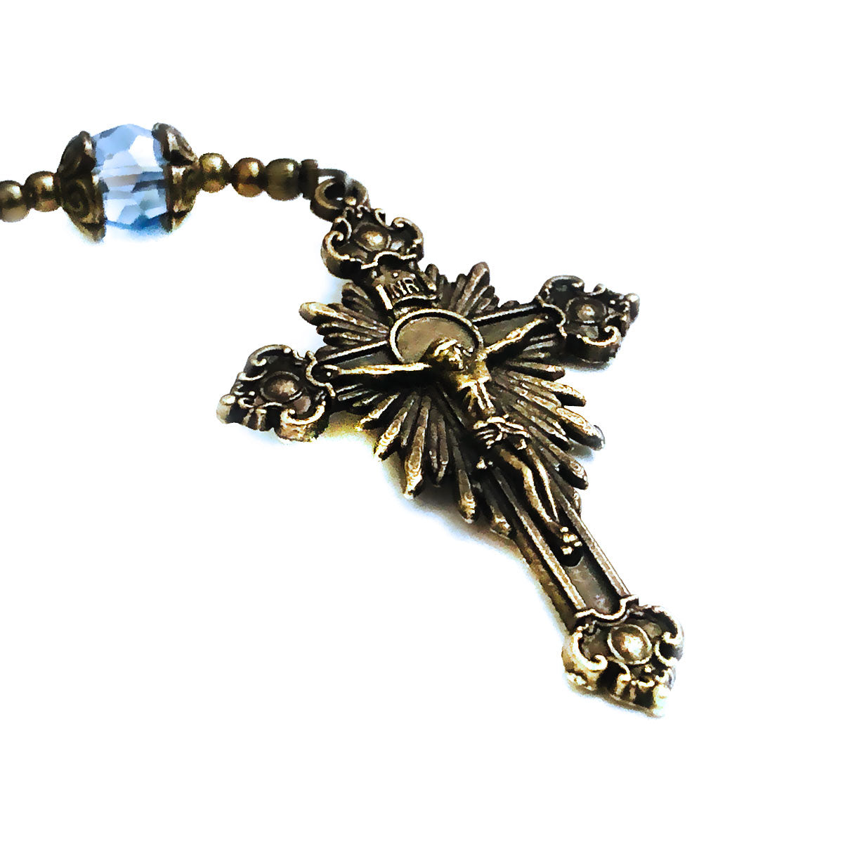 Our Lady of Grace Aquamarine Jade Stone Rosary and Bracelet Set