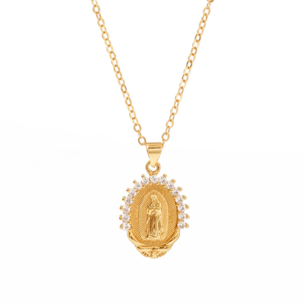 Our Lady of Guadalupe Virgin Mary Necklace - 14K Gold Plated