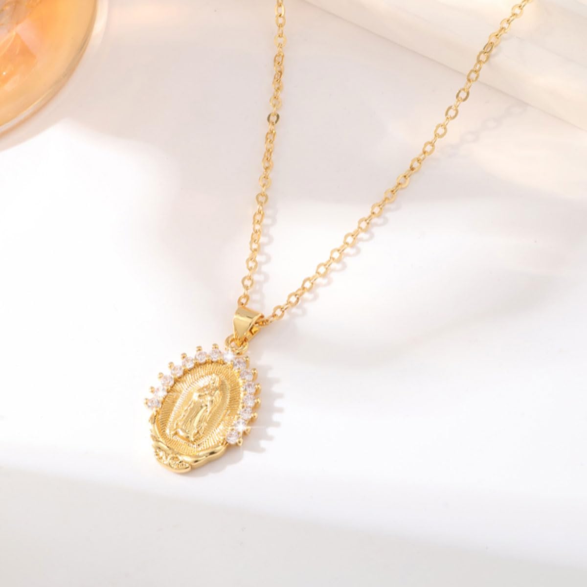 Our Lady of Guadalupe Virgin Mary Necklace - 14K Gold Plated