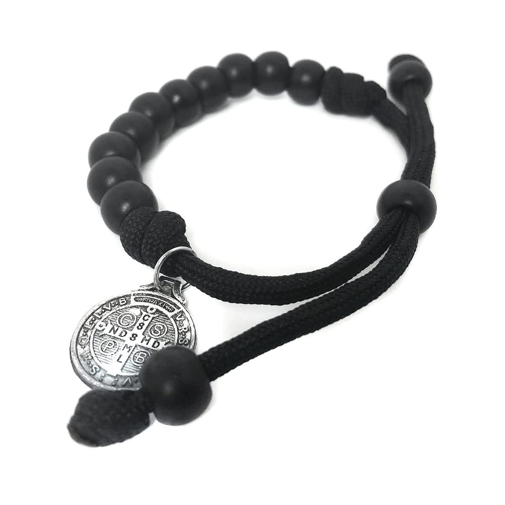 St. Benedict Black Paracord Rosary Bracelet