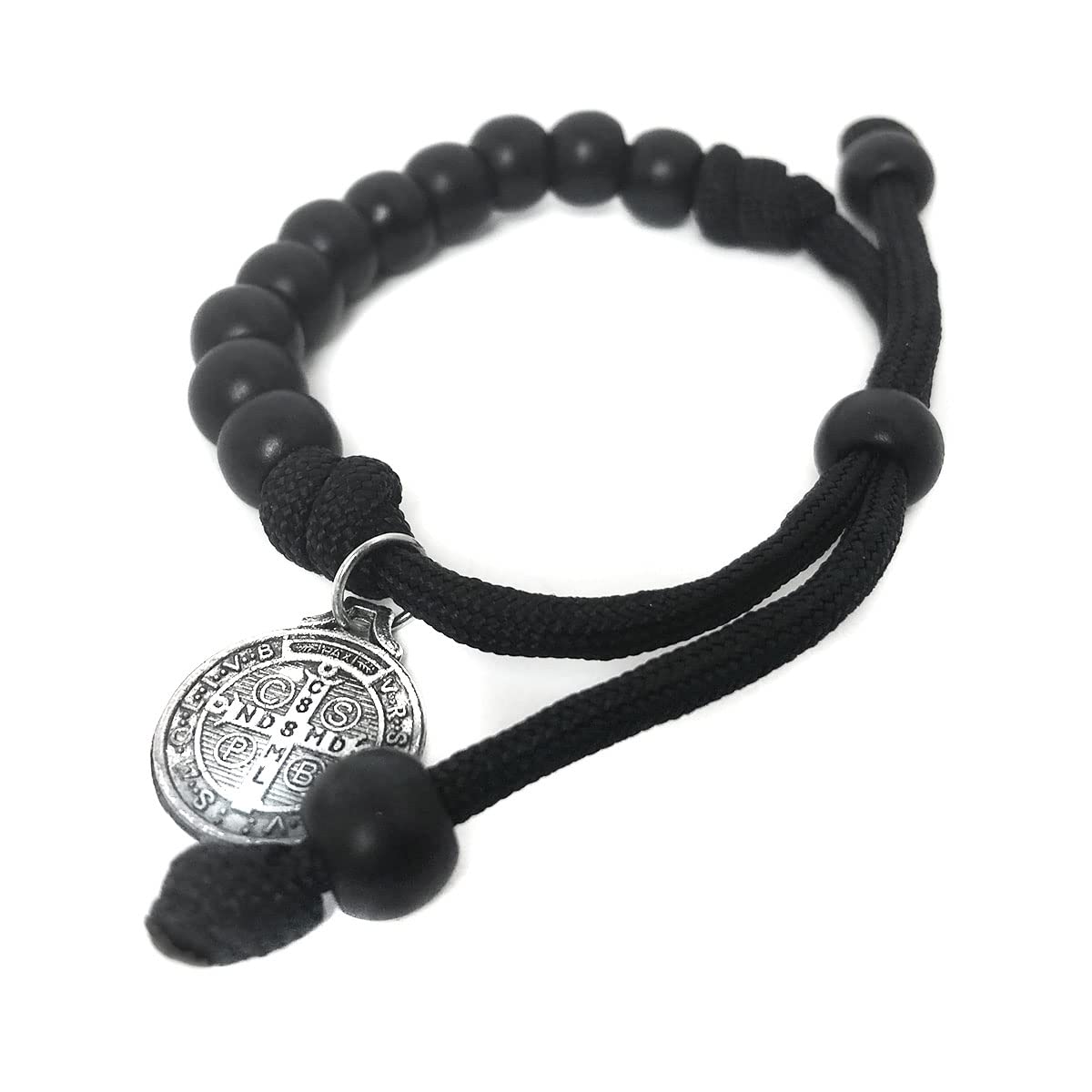 St. Benedict Black Paracord Rosary Bracelet