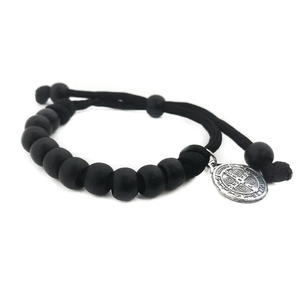 St. Benedict Black Paracord Rosary Bracelet