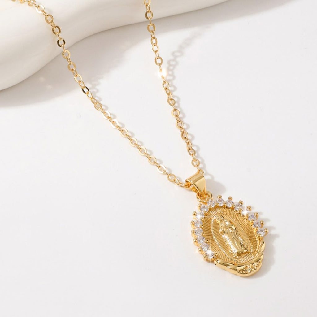 Our Lady of Guadalupe Virgin Mary Necklace - 14K Gold Plated