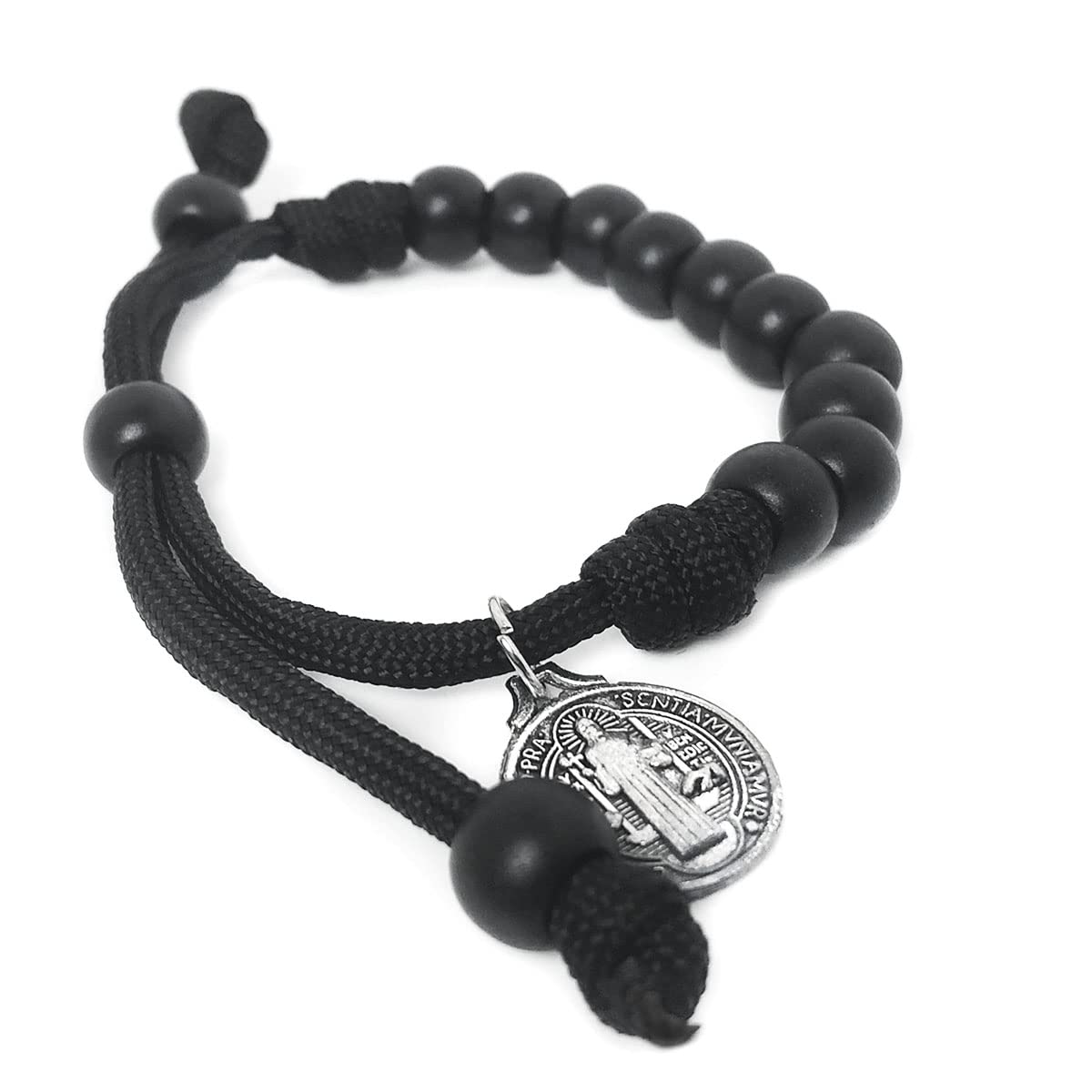 St. Benedict Black Paracord Rosary Bracelet
