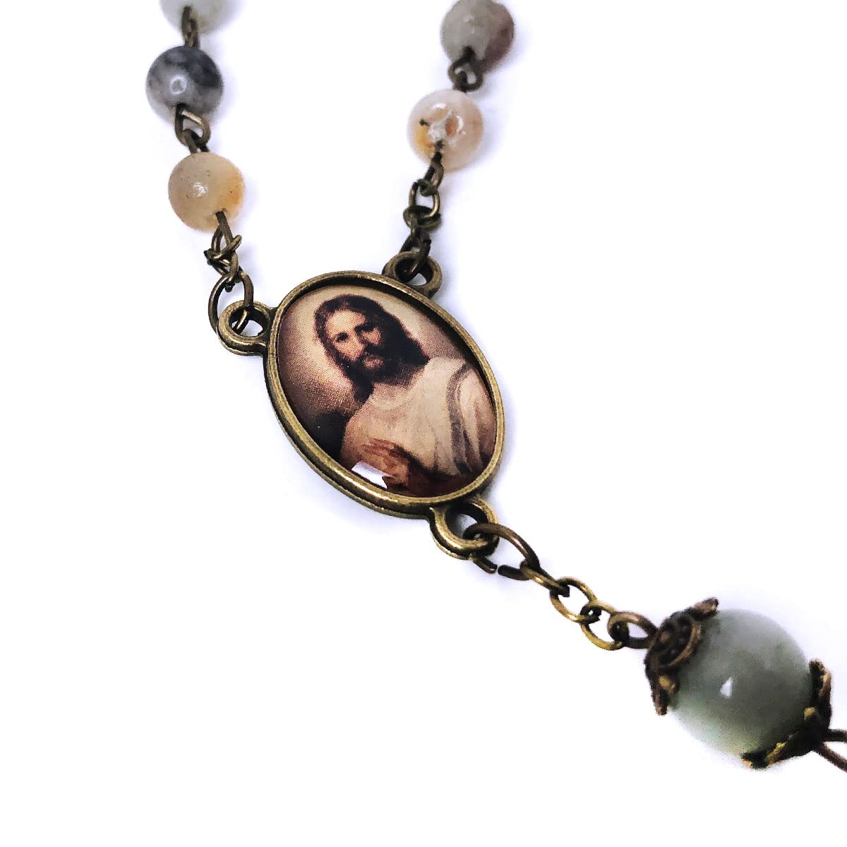 Amazonite Rosary with Jesus Christ Centerpiece