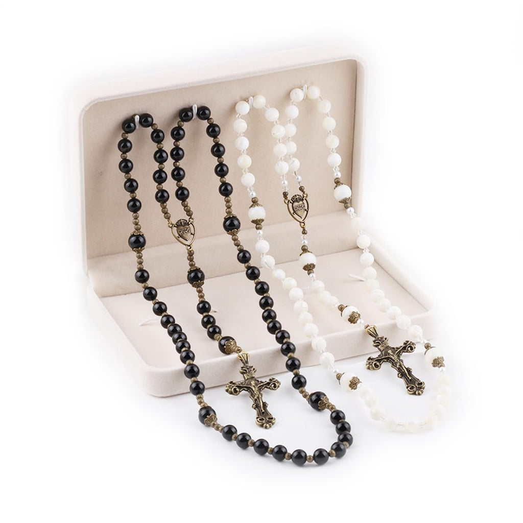 His & Hers Sacred Heart Wedding Rosary Set for Bride and Groom