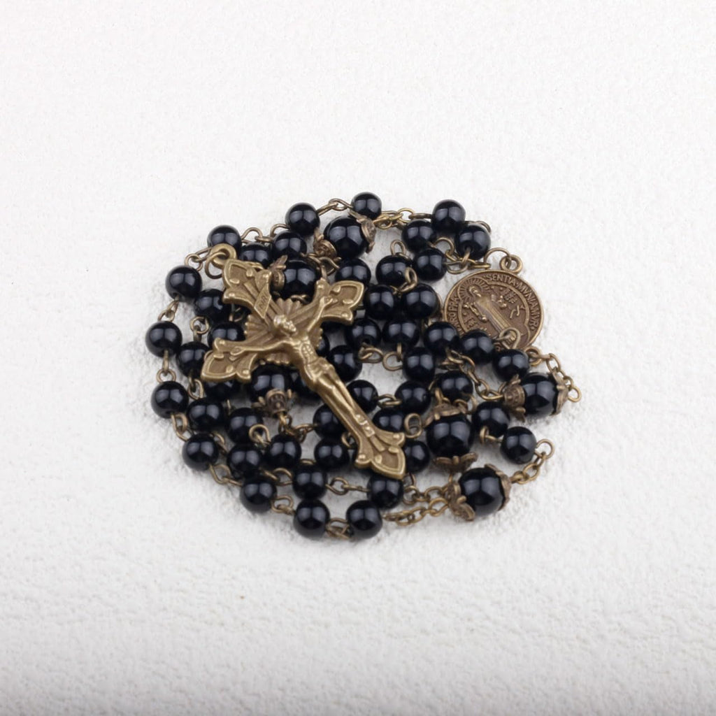 St. Benedict Black Rosary with Crucifix and Medal