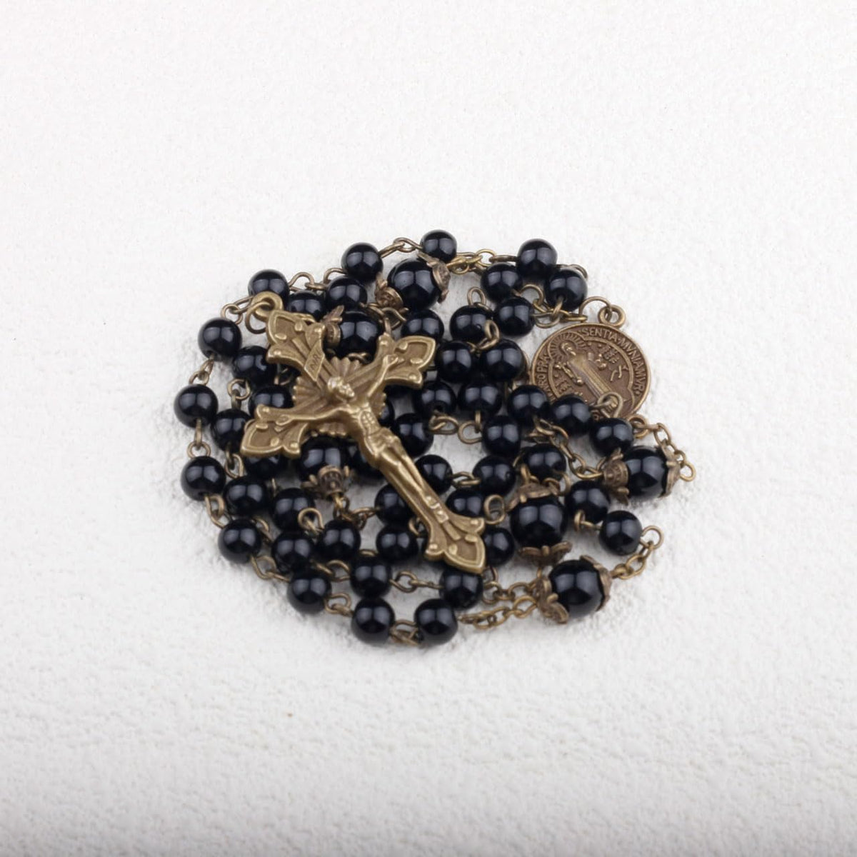 St. Benedict Black Rosary with Crucifix and Medal