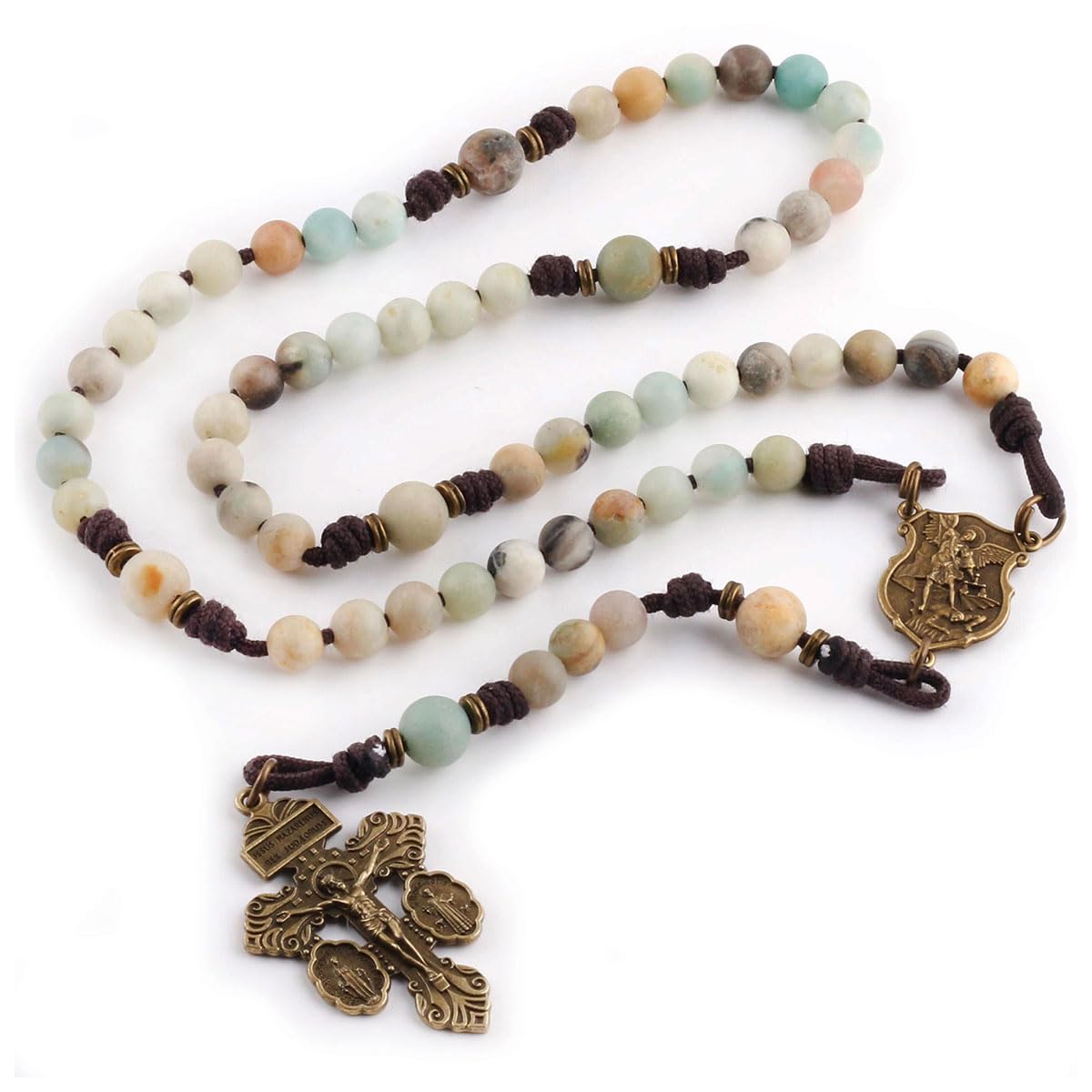 St. Michael Amazonite Stone Paracord Rosary