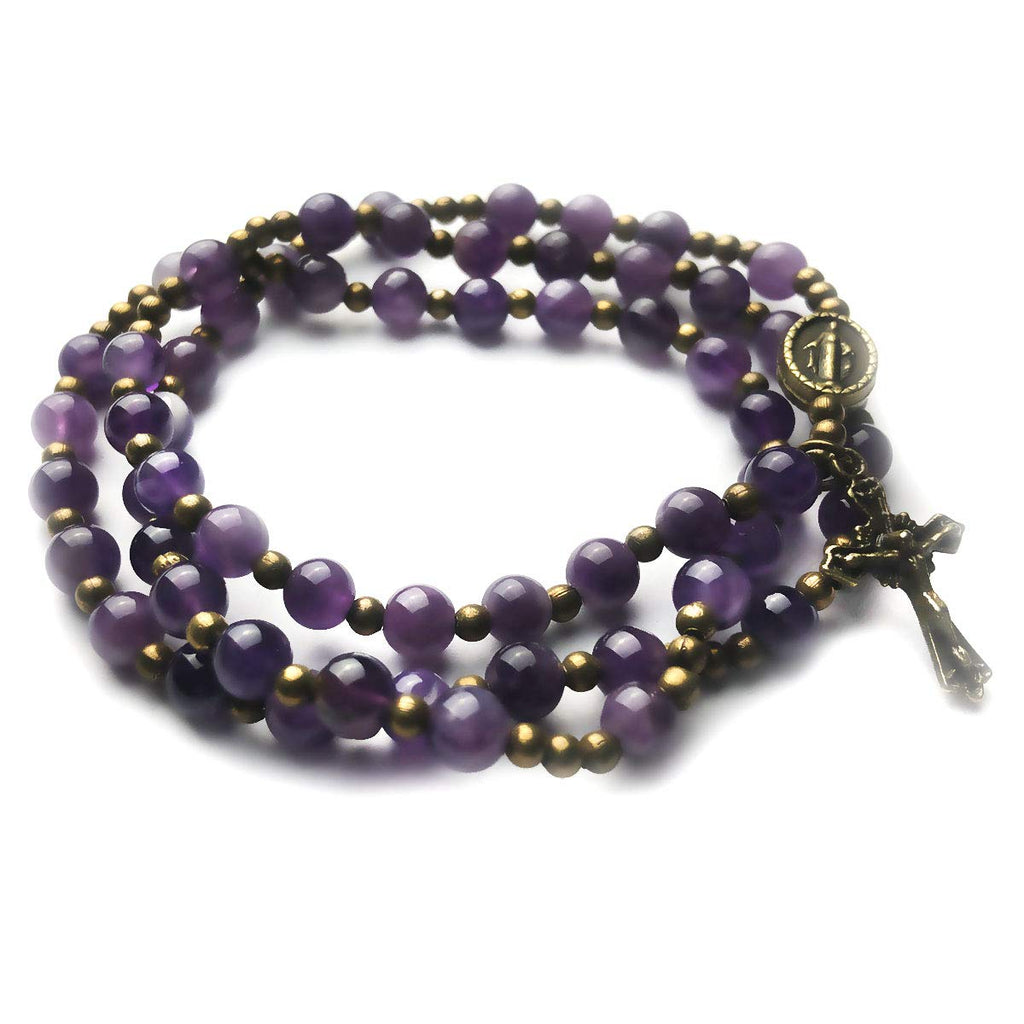 Amethyst Stone Rosary Bracelet with Our Lady of Graces Medal