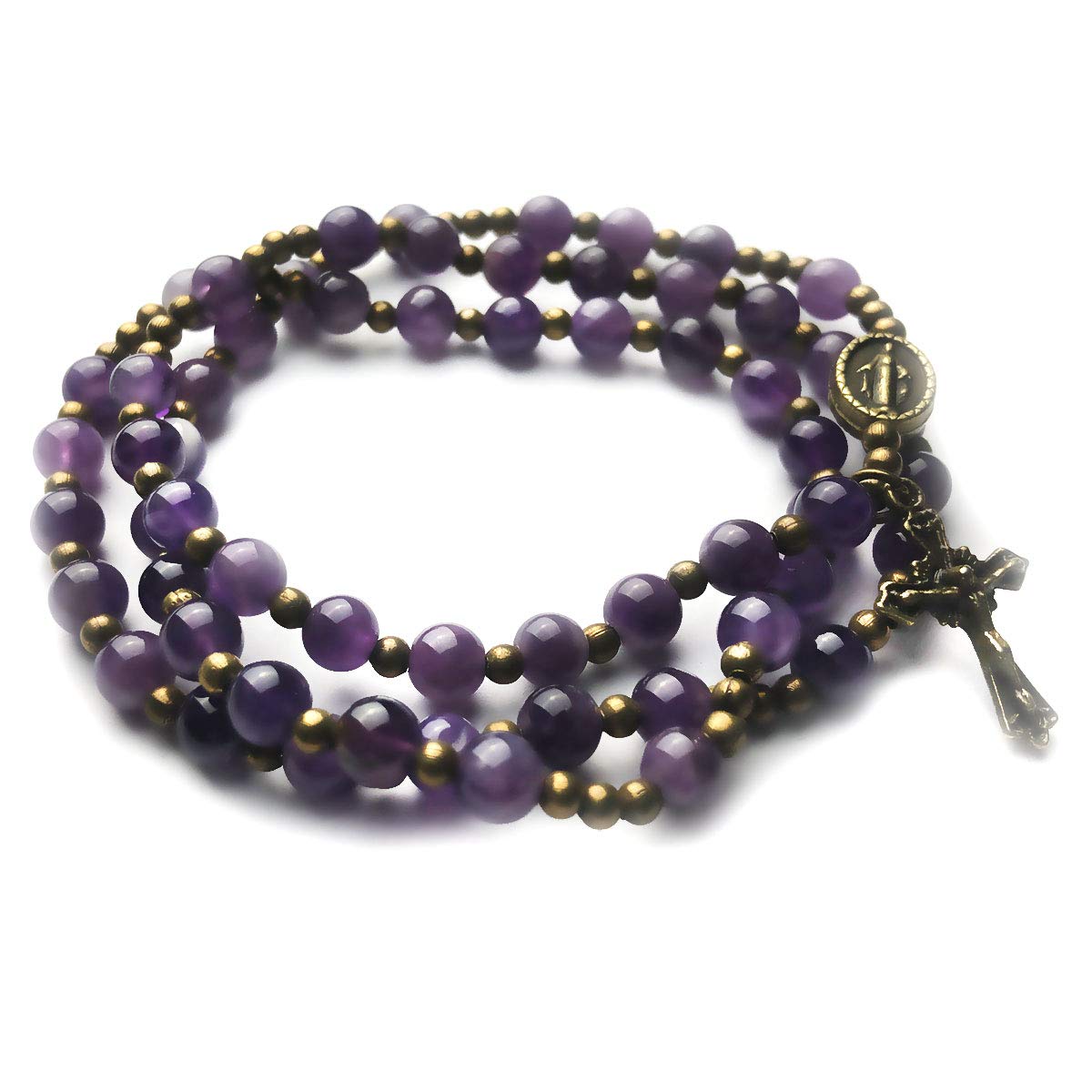 Amethyst Stone Rosary Bracelet with Our Lady of Graces Medal