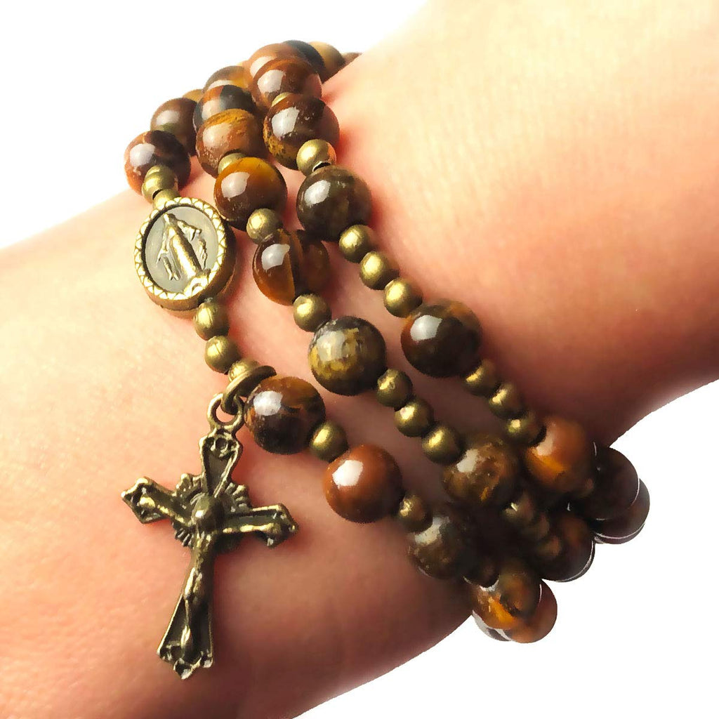 Tiger Eye Stone Rosary Bracelet