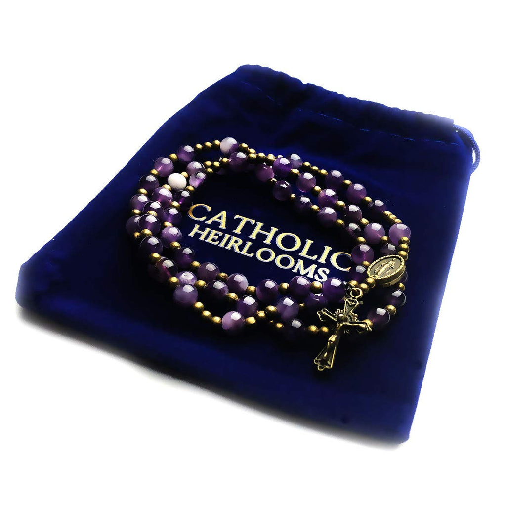Amethyst Stone Rosary Bracelet with Our Lady of Graces Medal