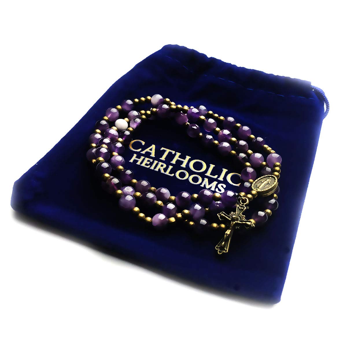 Amethyst Stone Rosary Bracelet with Our Lady of Graces Medal