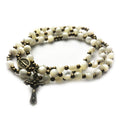 Mother of Pearl Stone Rosary Bracelet with Virgin Mary Our Lady of Graces Medal Charm