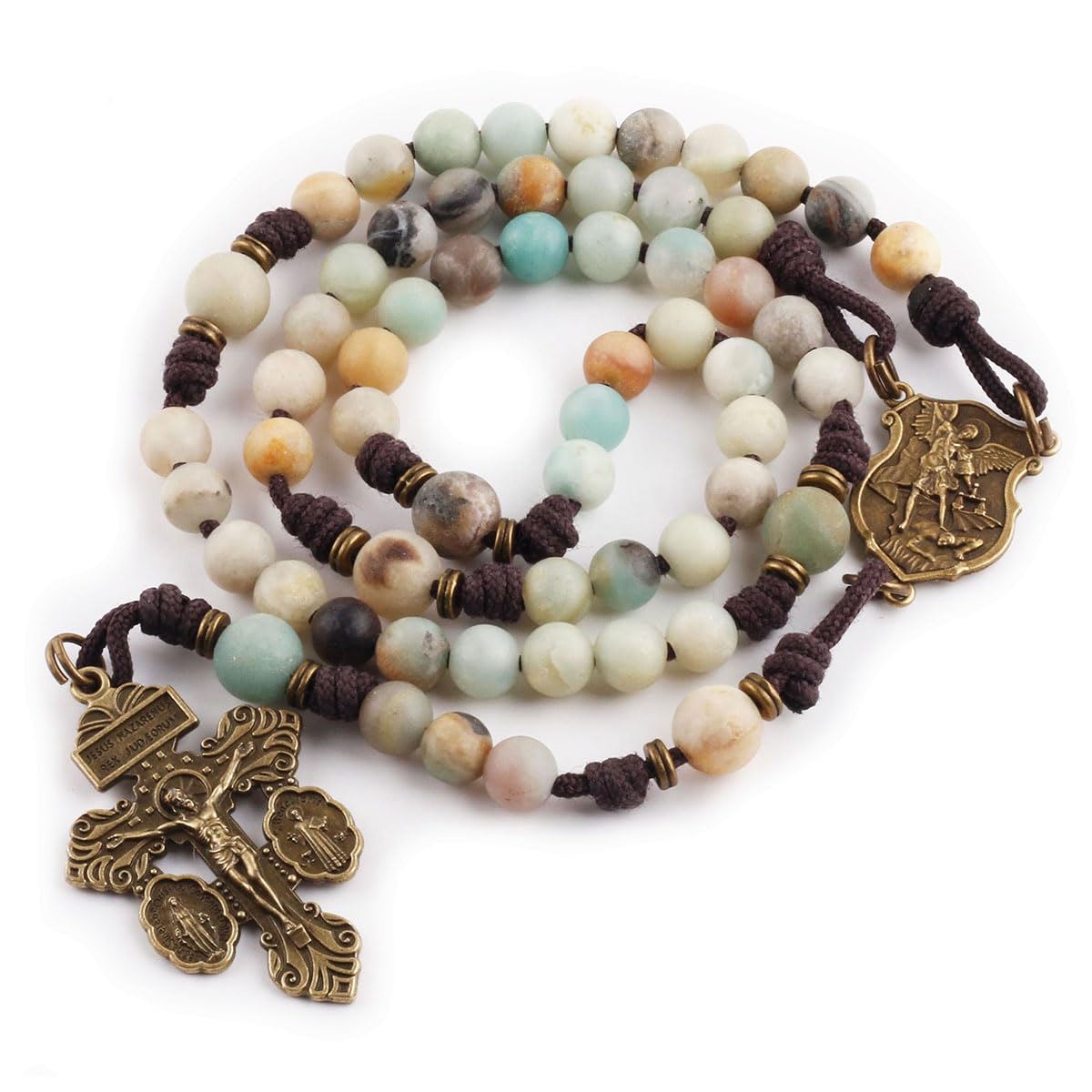 St. Michael Amazonite Stone Paracord Rosary
