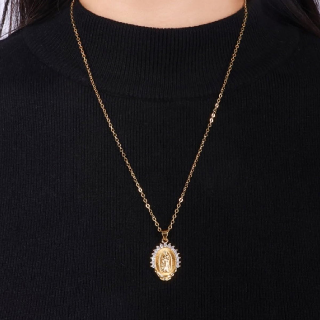 Our Lady of Guadalupe Virgin Mary Necklace - 14K Gold Plated