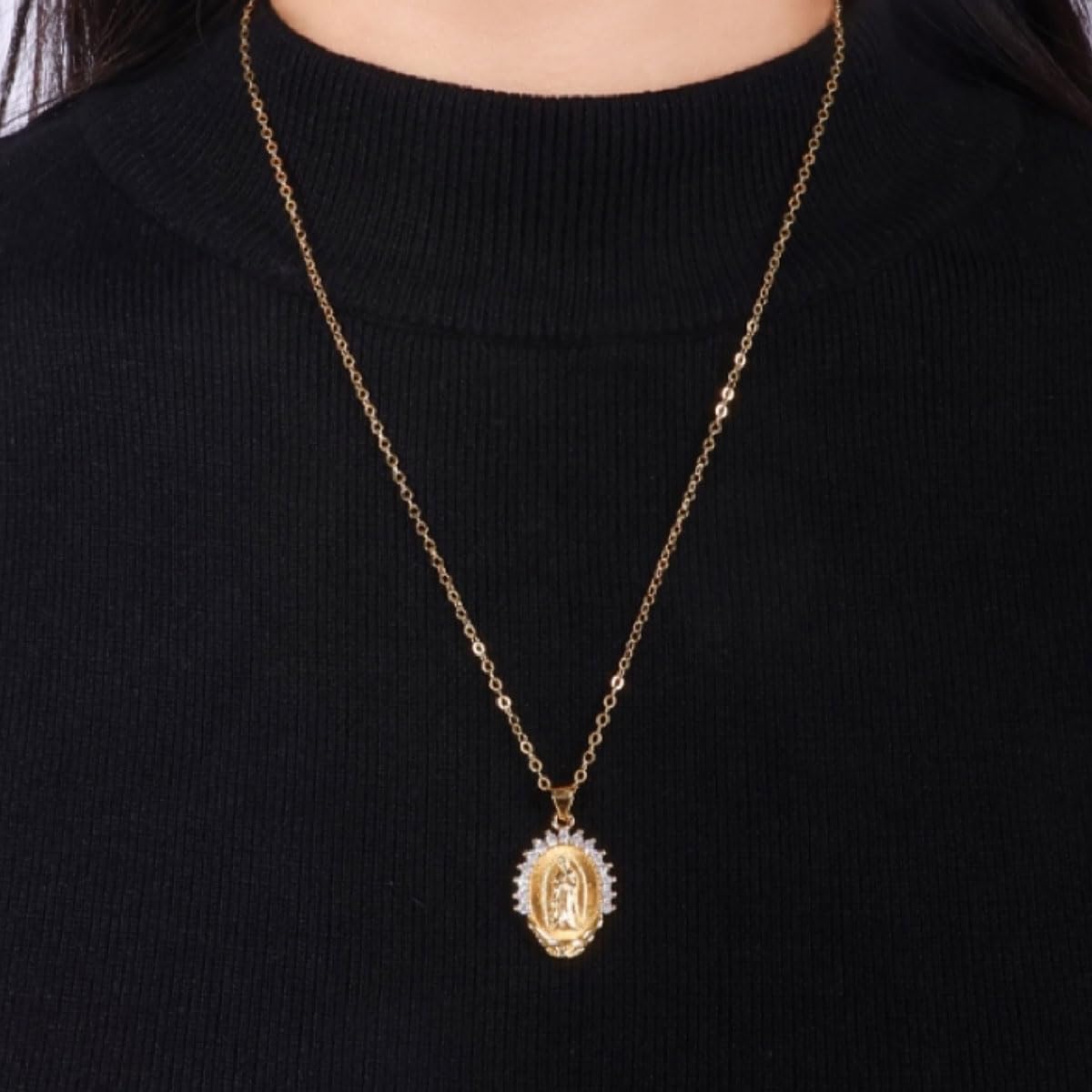 Our Lady of Guadalupe Virgin Mary Necklace - 14K Gold Plated