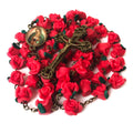 Our Lady of Guadalupe Red Rose Garden Rosary - Antique Bronze Crucifix