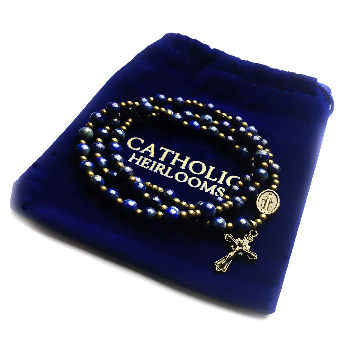 Blue Lapis Stone Rosary Bracelet with Our Lady of Graces Medal
