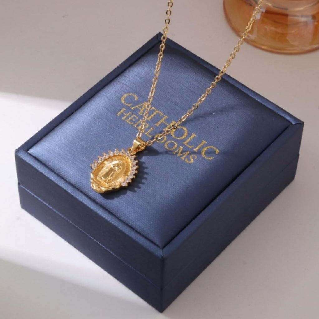 Our Lady of Guadalupe Virgin Mary Necklace - 14K Gold Plated