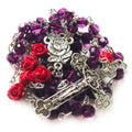 Lourdes Purple Crystal Cut Red Rose Rosary