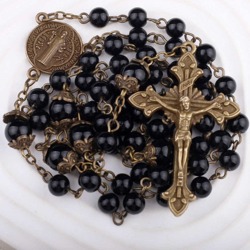 St. Benedict Black Rosary with Crucifix and Medal