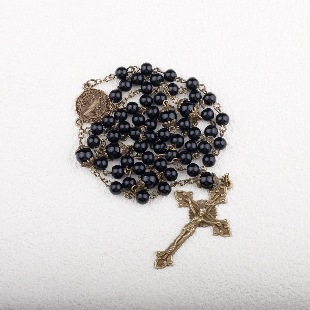 St. Benedict Black Rosary with Crucifix and Medal