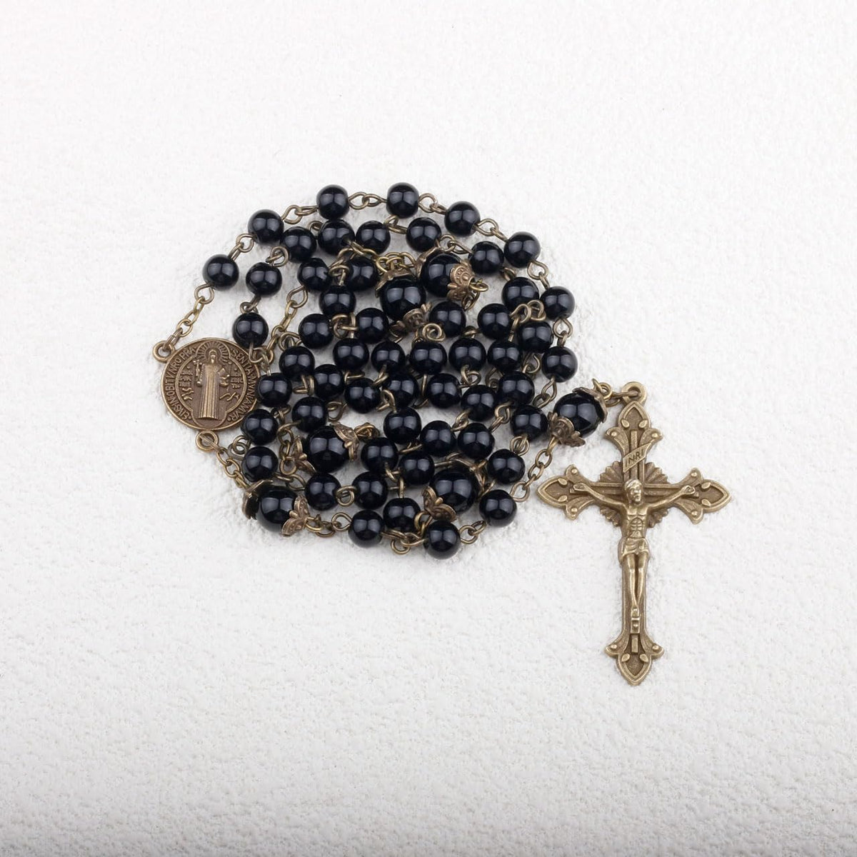 St. Benedict Black Rosary with Crucifix and Medal