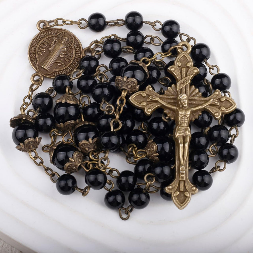St. Benedict Black Rosary with Crucifix and Medal
