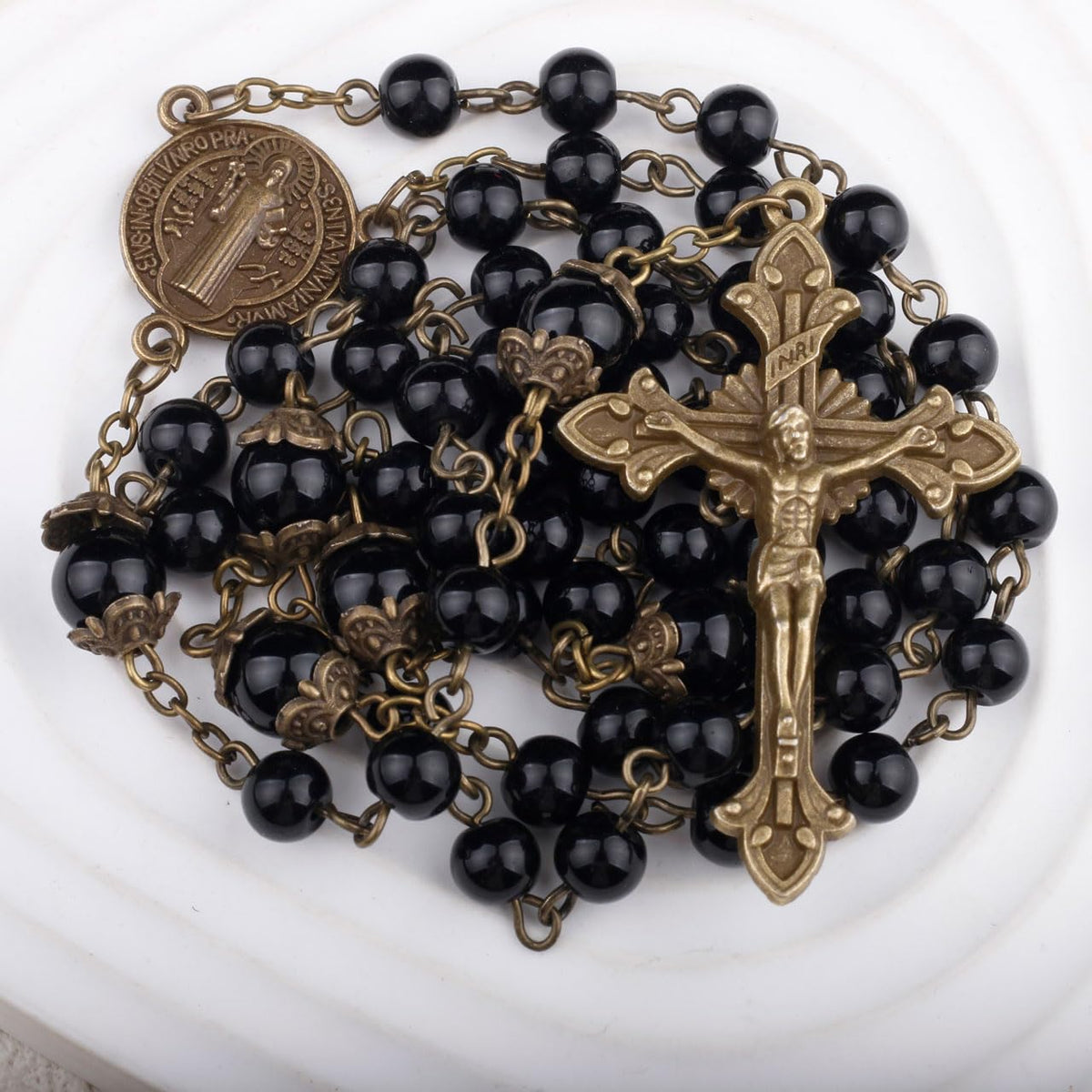 St. Benedict Black Rosary with Crucifix and Medal