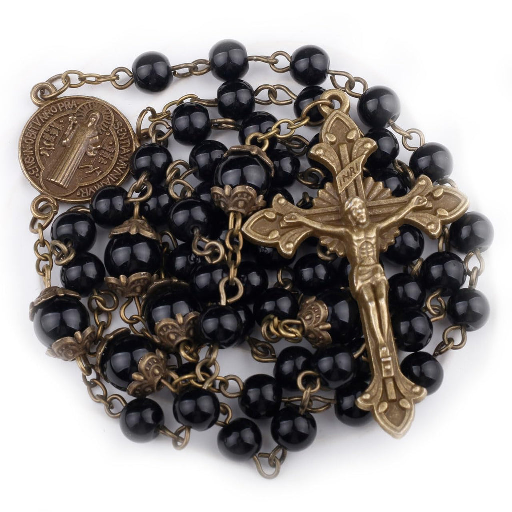 St. Benedict Black Rosary with Crucifix and Medal