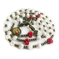 Our Lady of Guadalupe White Rosary for Women, Red Roses